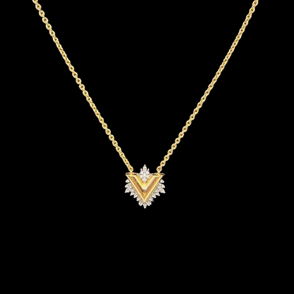 EUC Louis Vuitton Crystal Essential Glory LV Necklace Gold - Picture 2 of 5